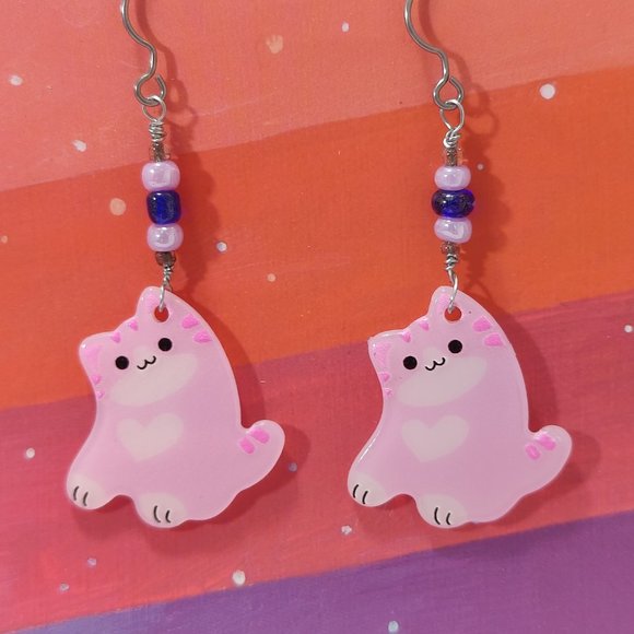 Cute Kitties Kawaii Earrings - Cat Lover - Picture 3 of 3